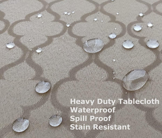 60 X 102 Inch Rectangular Moroccan Flower Jacquard Tablecloth Table Cover - Spill Proof/Stain Resistant/Waterproof/Wrinkle Free/Heavy Duty - Great for Parties, Dinner, Wedding (Gold)