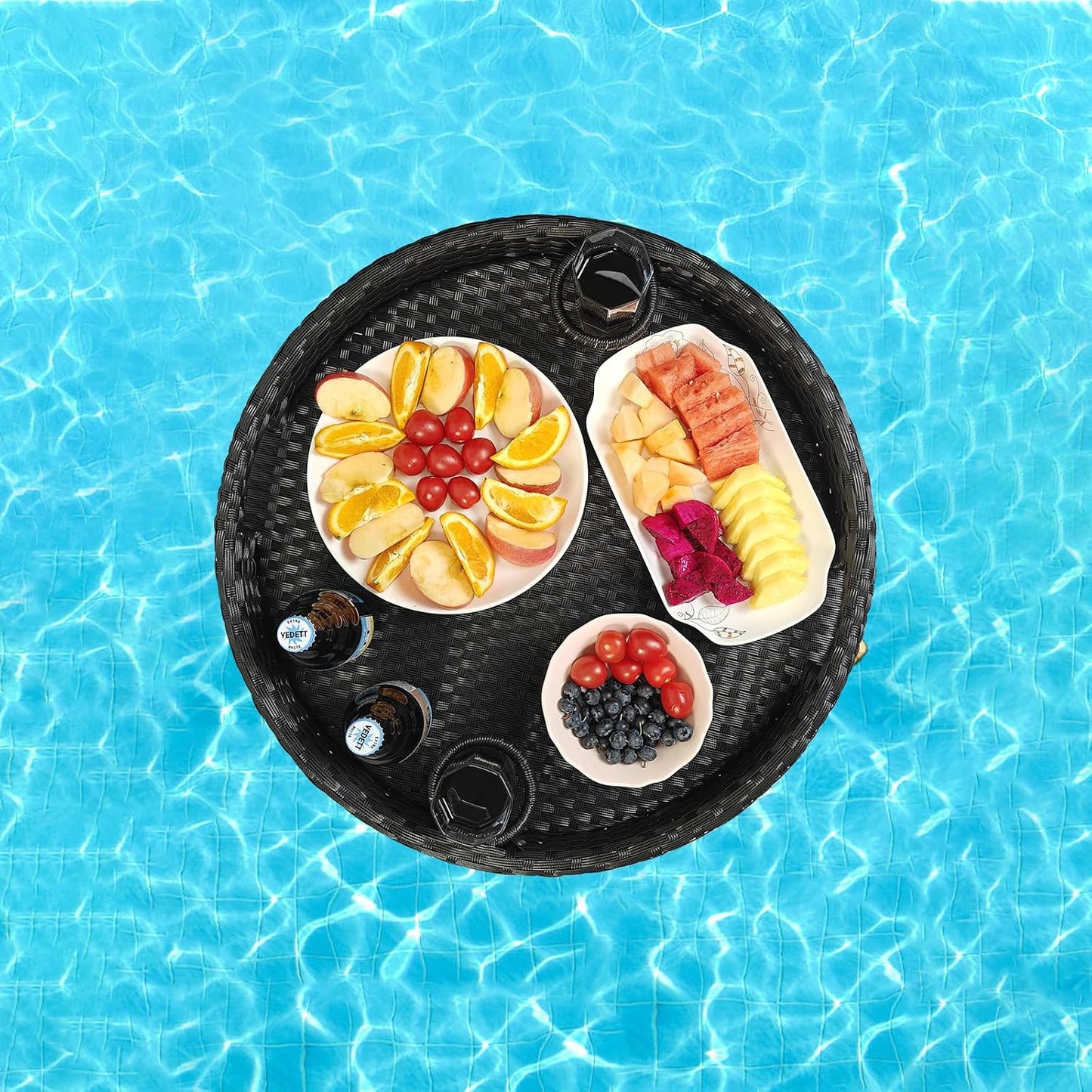 Floating Tray for Pool,Floating Pool Tray, Floating Tray - Floating Pool Table, Ideal for Food & Drinks - Floating Table for Pool - Essential Floating Food Tray for Pool Activities(Round)
