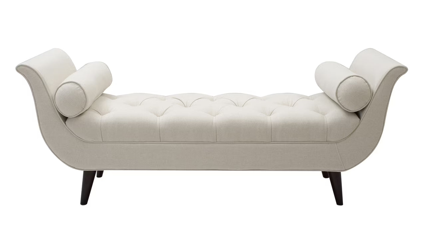 Alma Tufted Flare Arm Entryway Bench, Sky Neutral