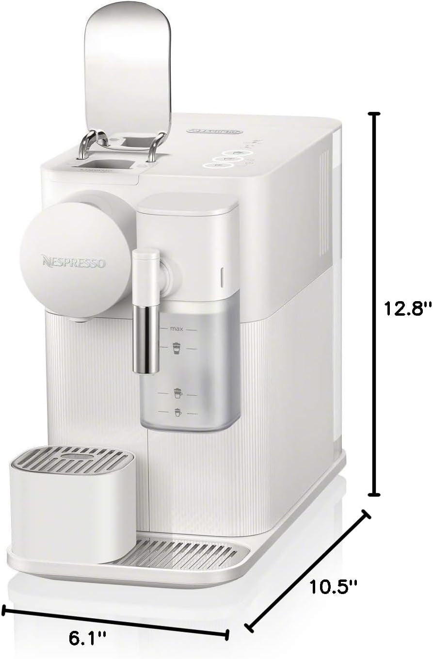 Nespresso Lattissima One Original Espresso Machine with Milk Frother by De'Longhi, Silky White | Porcelain White Original Espresso Machine by De'Longhi. One Touch Cappuccinos and Lattes, Dishwasher Safe Milk Tank.