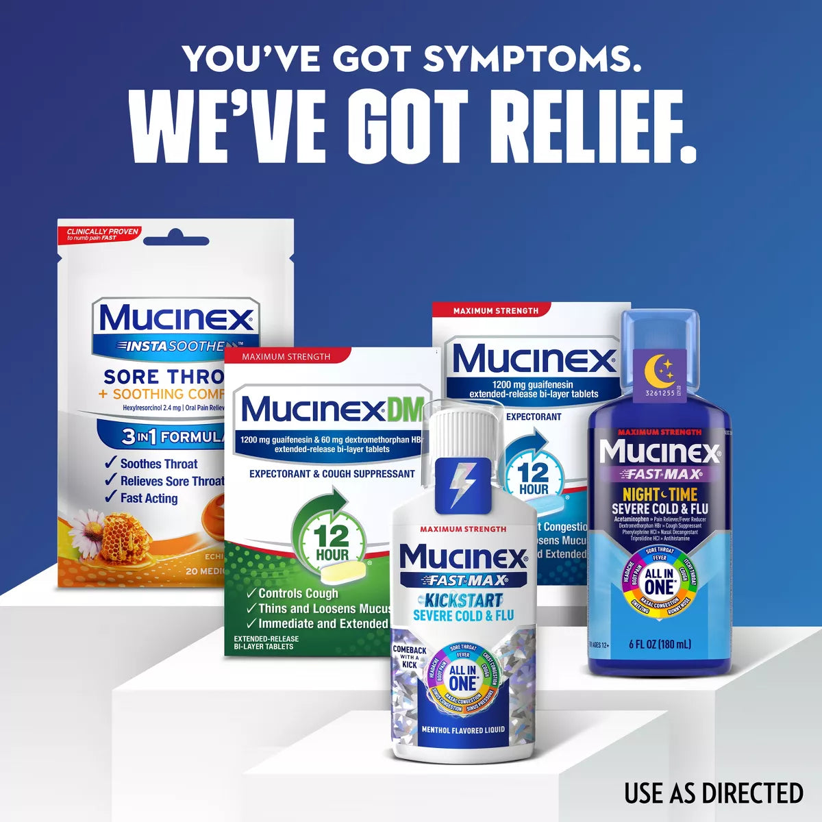 Mucinex All-In-One & Nightshift Kickstart Liquid Cold & Flu Treatment - 12 Fl Oz: 2-Pack, with Acetaminophen