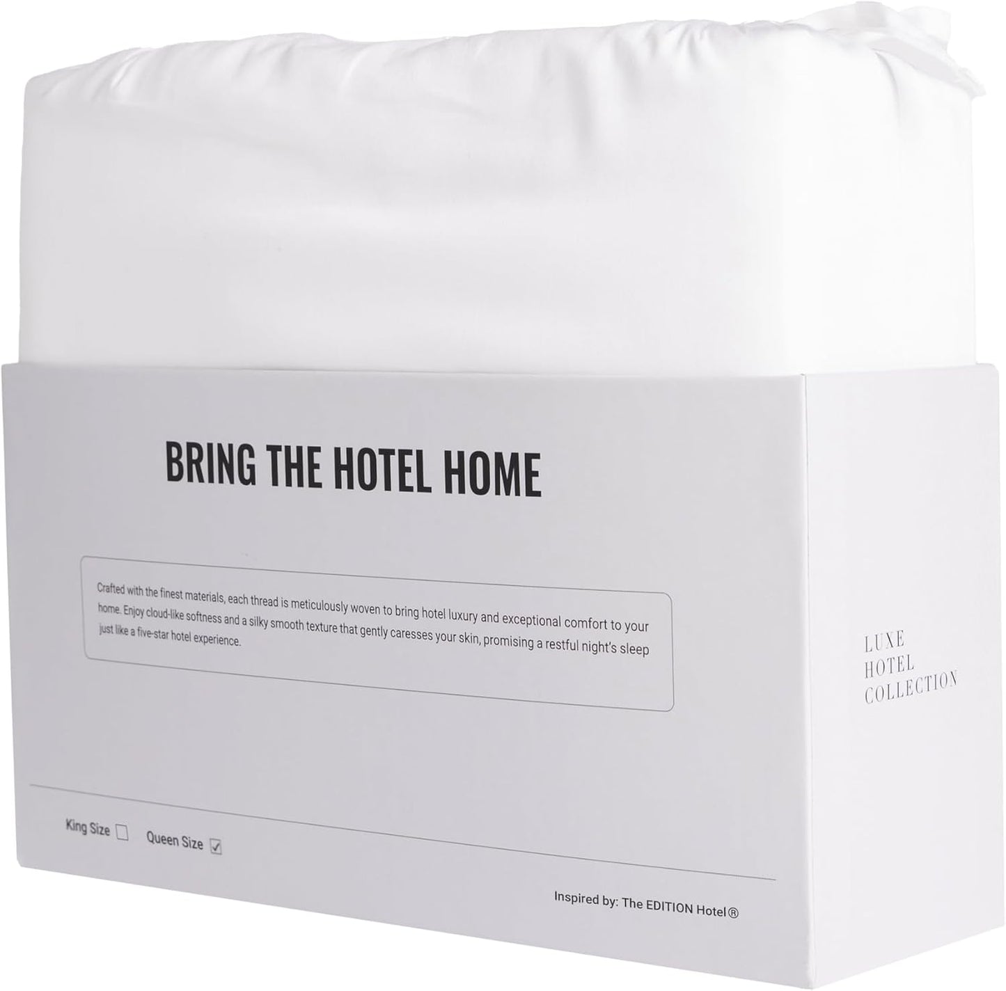 Luxury Sateen Cotton Sheet Set, 100% Certified Extra-Long-Staple Cotton, Ultra-Soft, Breathable & Smooth, the Edition Hotel Luxe Cotton Blend Sheet Set (White, Queen (U.S. Standard)