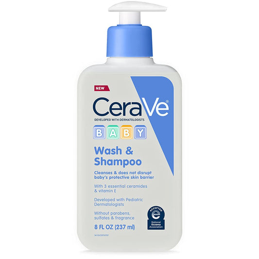 CeraVe Baby Wash & Shampoo | Fragrance Paraben & Sulfate Free , 8 Ounce
