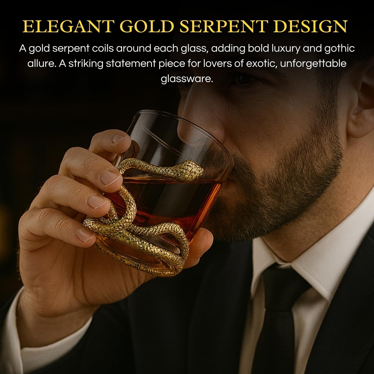 Snake Serpent Whiskey Glasses 2 Glass Set