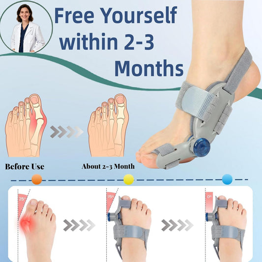 2 PCS Bunion Corrector for Women Men Big Toe, Adjustable Bunion Fix Toe Straightener Separators with Silicone Cushion, Bunion Splint Brace for Hallux Valgus, Fits Left & Right Feet ( Day or Night )