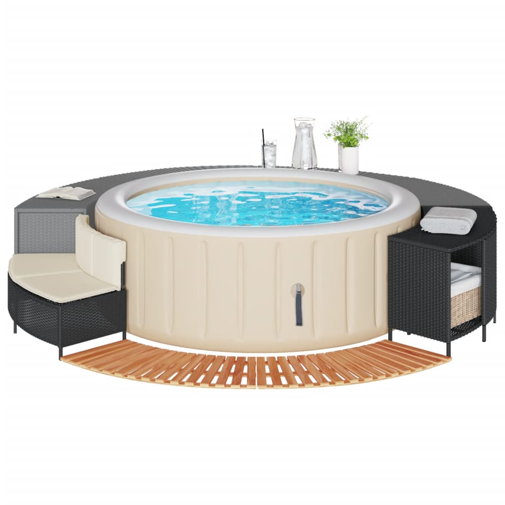 Vidaxx hot tub surround poly rattan and solid acacia wood black