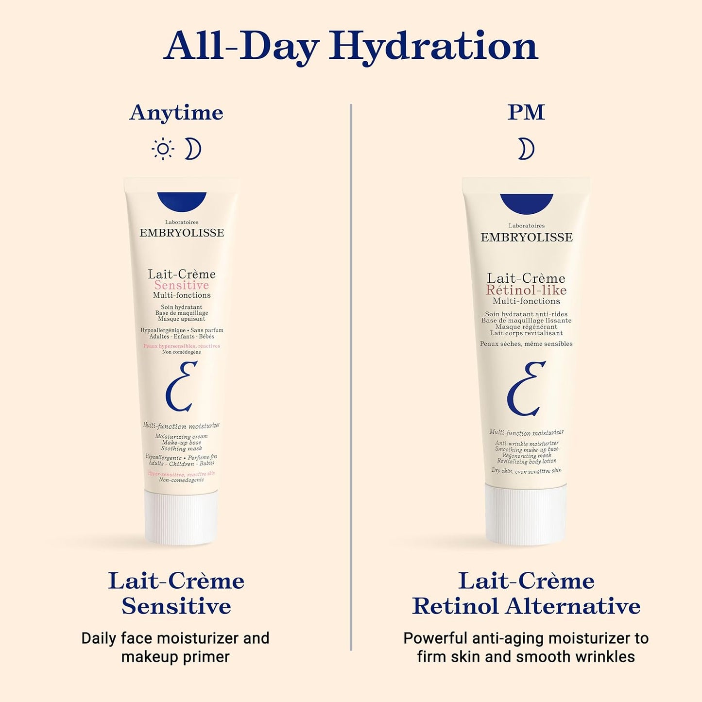Embryolisse Lait-Crème Concentré Sensitive Face Moisturizer and Makeup Primer, Hypoallergenic Fragrance-Free Face Cream with Aloe Vera and Shea Butter