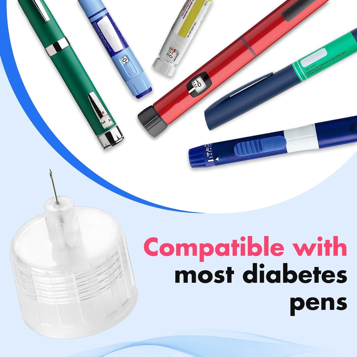 Pen Tips 32G X 4Mm(5/32") Universal Fit, Sterile,Ultra-Thin Wall Technology. Comfortable and Precise,100 Count