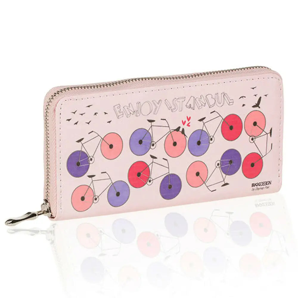BiggDesign Bicycle Patterned Pink Wallet - Zayd’s Department Store