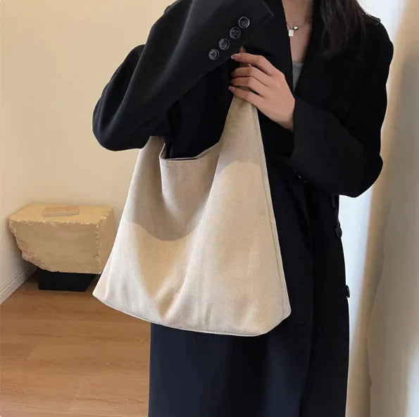 Vintage Charm Suede Oversized Shoulder Bag - Zayd’s Department Store