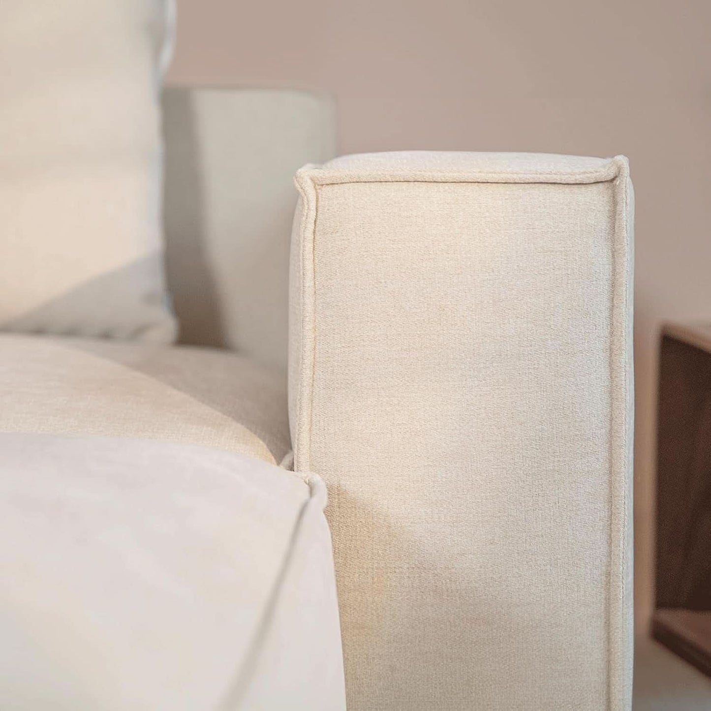 Modular Sectional Sofa Set Linen Cream With Ottoman And Chaise-4