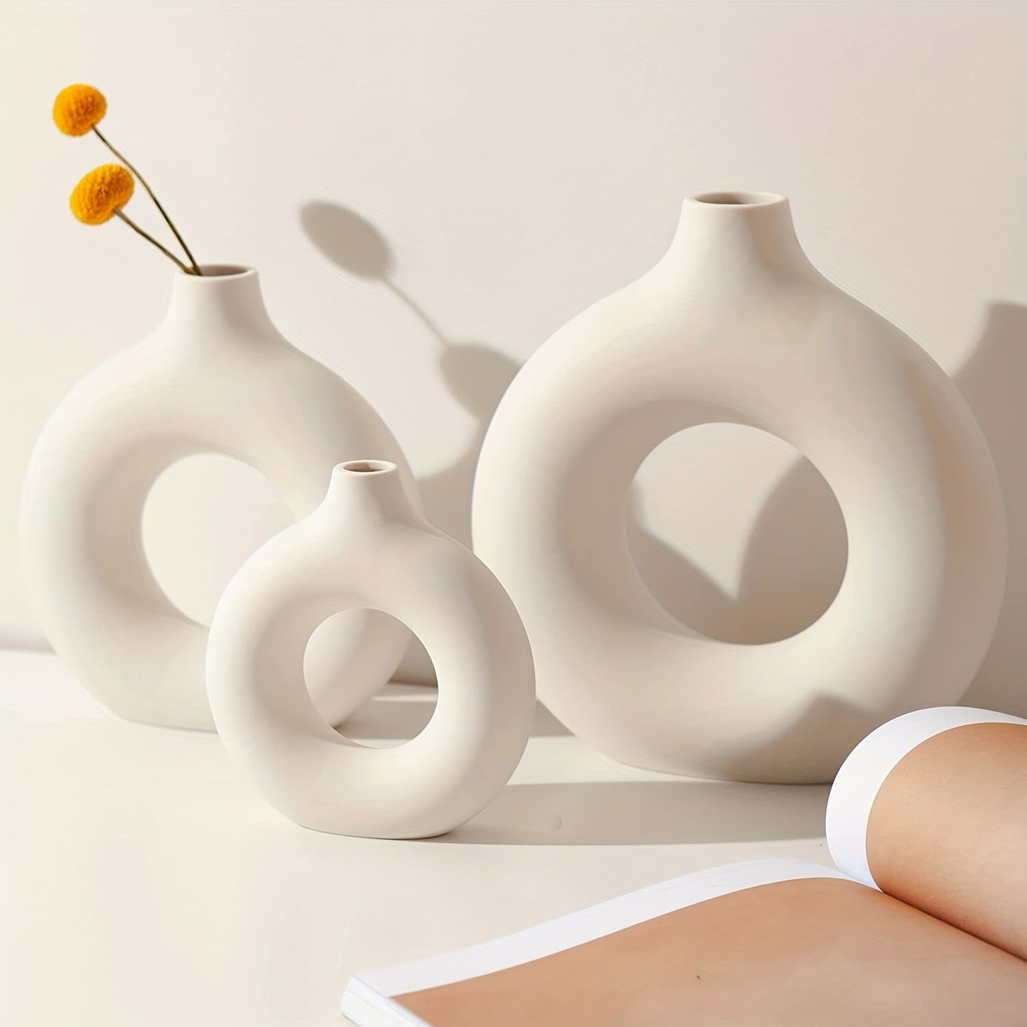 White Ceramic Modern Home Boho Vases - Zayd’s Department Store