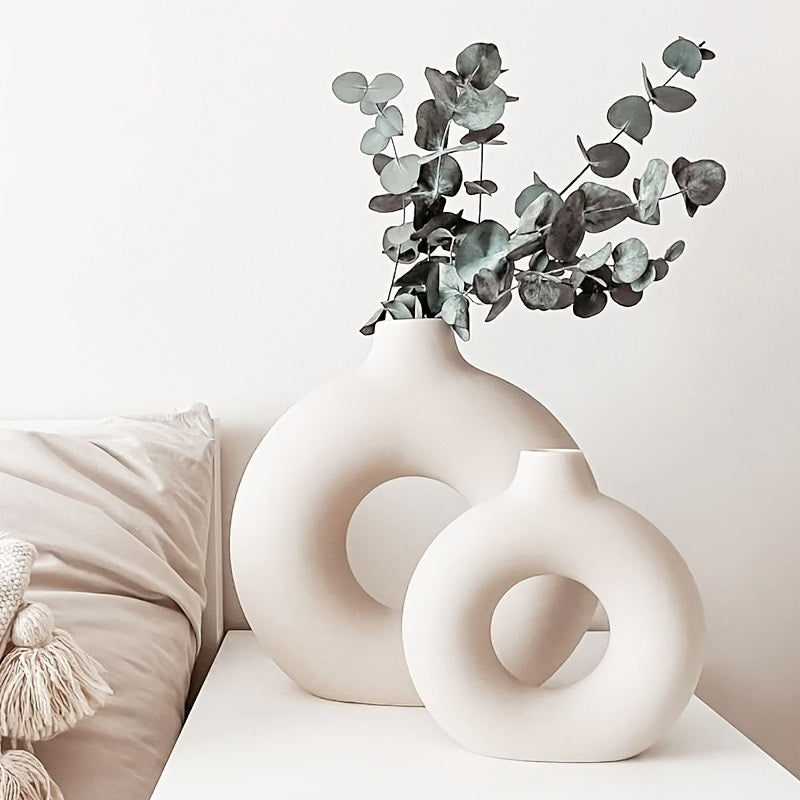 White Ceramic Modern Home Boho Vases - Zayd’s Department Store
