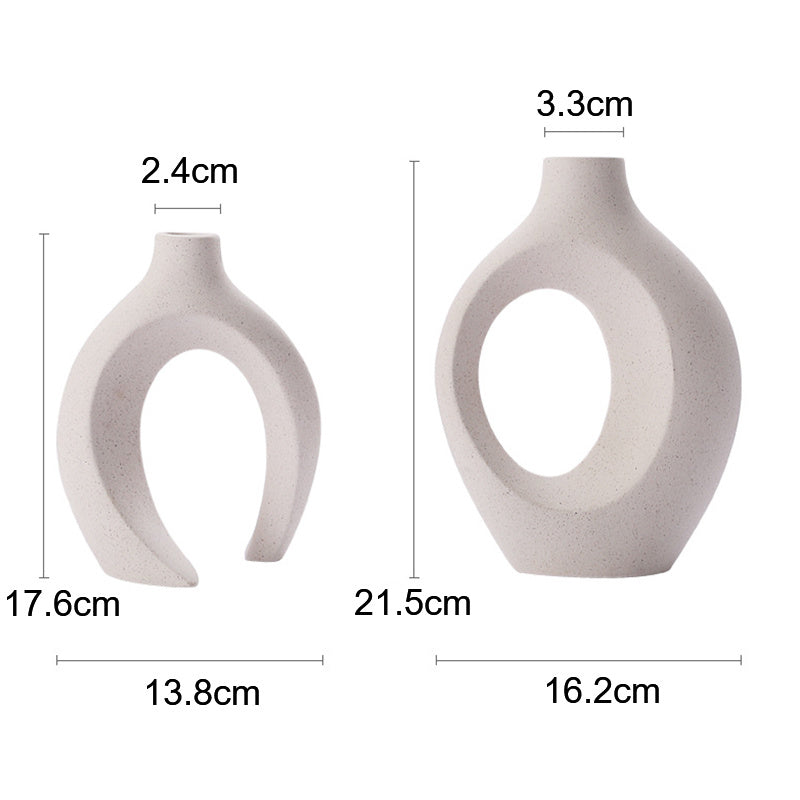 2Pcs Nordic Ceramic Vase Snuggle Set in White Matte - Zayd’s Department Store