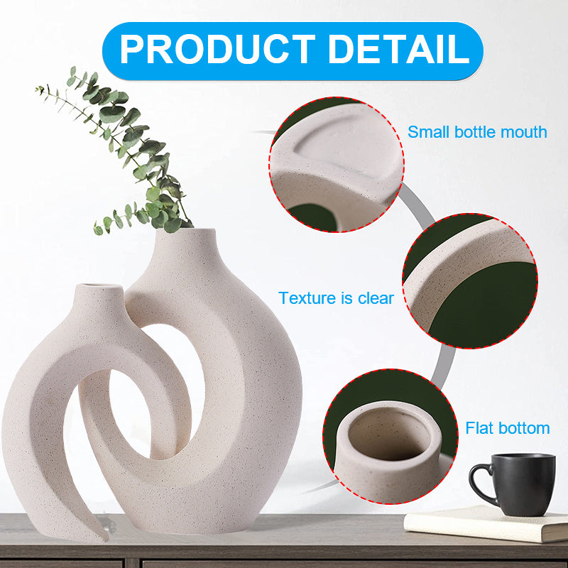 2Pcs Nordic Ceramic Vase Snuggle Set in White Matte - Zayd’s Department Store