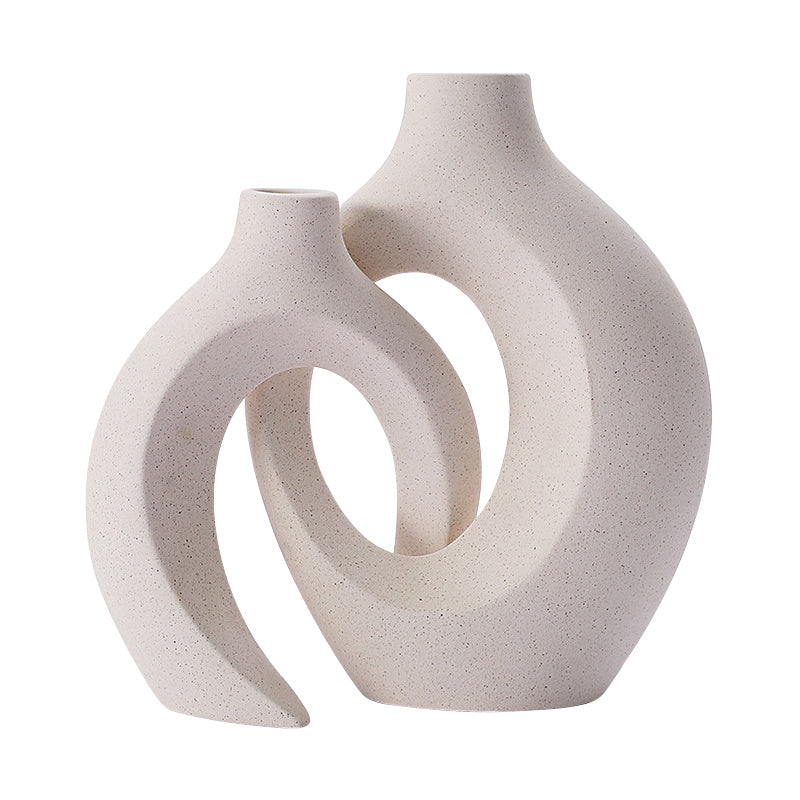 2Pcs Nordic Ceramic Vase Snuggle Set in White Matte - Zayd’s Department Store