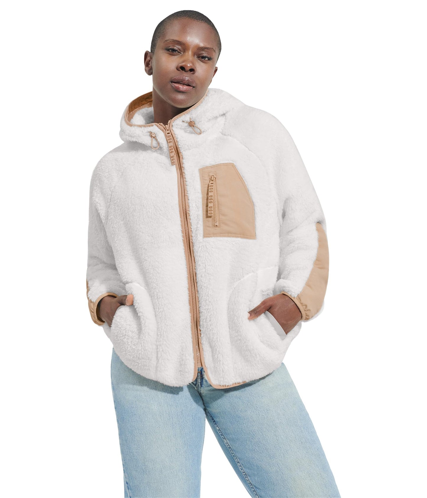 UGG l Ruthie Uggfluff Zip Hoodie Coat Nimbus Driftwood 1X
