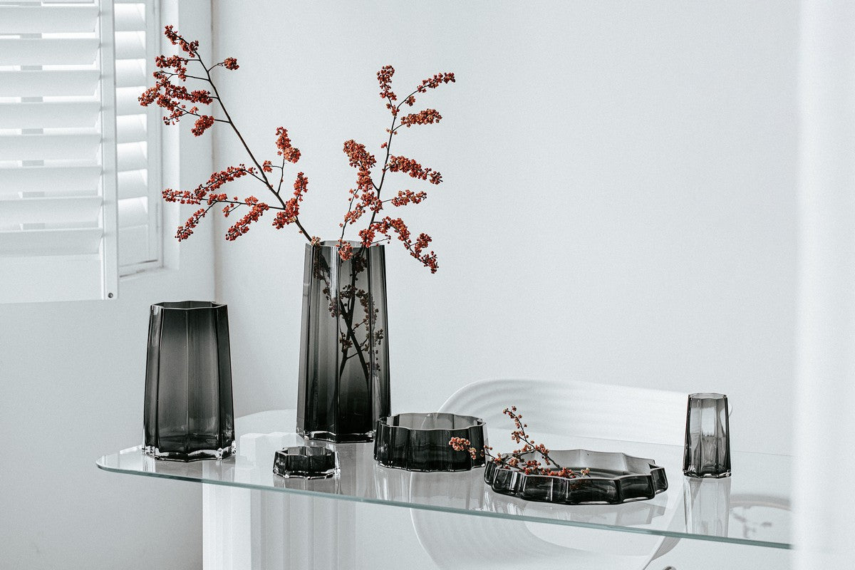 Small Luxury vase, modern classic, stylish design, LENOX 15 Gray - Zayd’s Department Store
