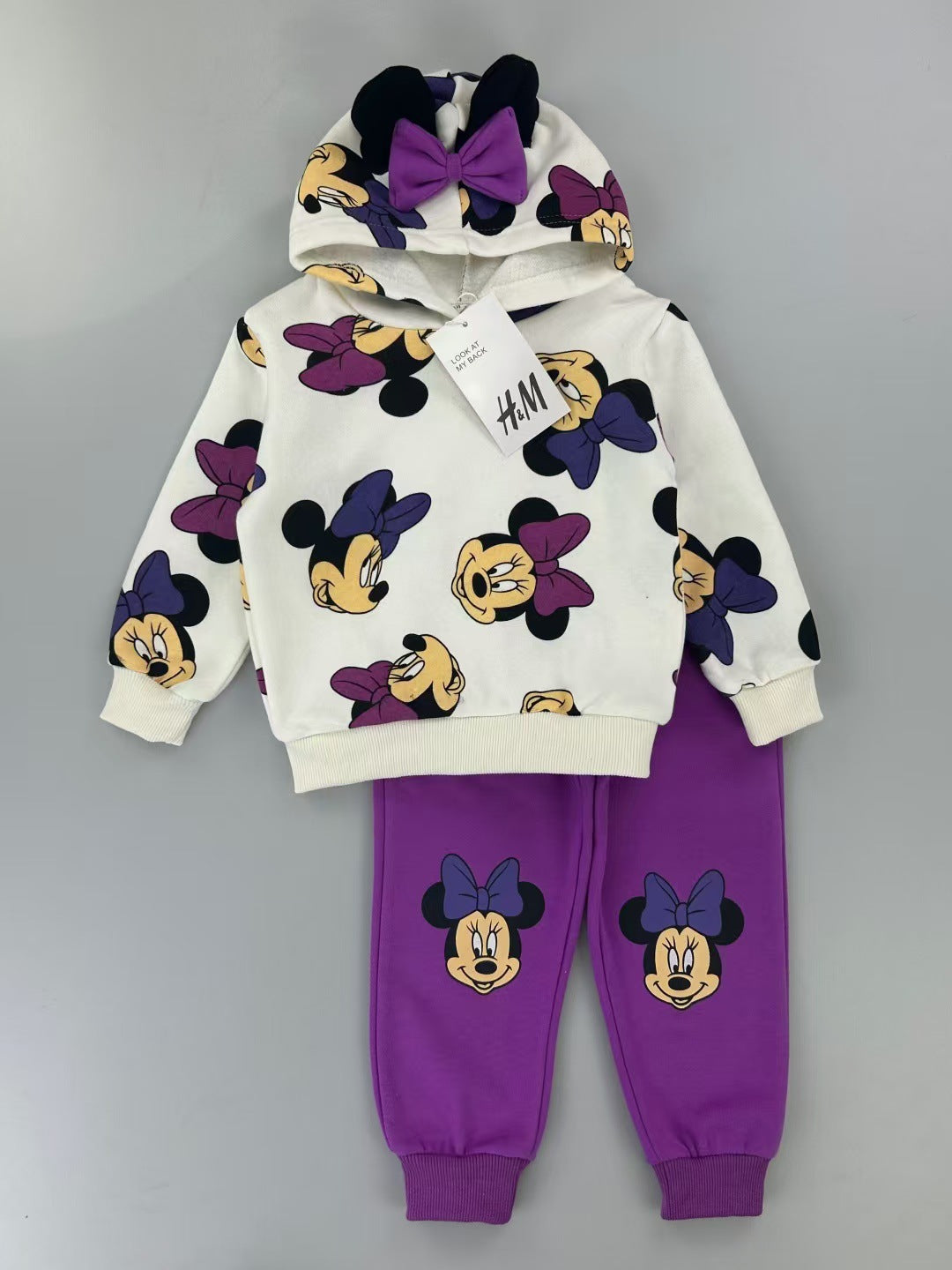 Cartoon children's casual hoodie, children's fleece warm two-piece set, baby sportswear with hooded fleece - Zayd’s Department Store