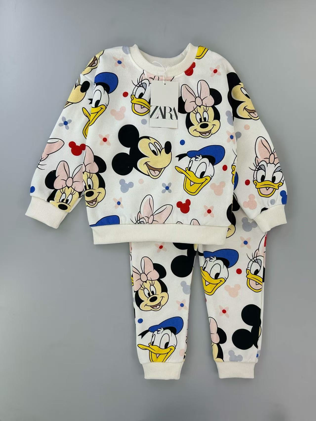 Cartoon children's casual hoodie, children's fleece warm two-piece set, baby sportswear with hooded fleece - Zayd’s Department Store