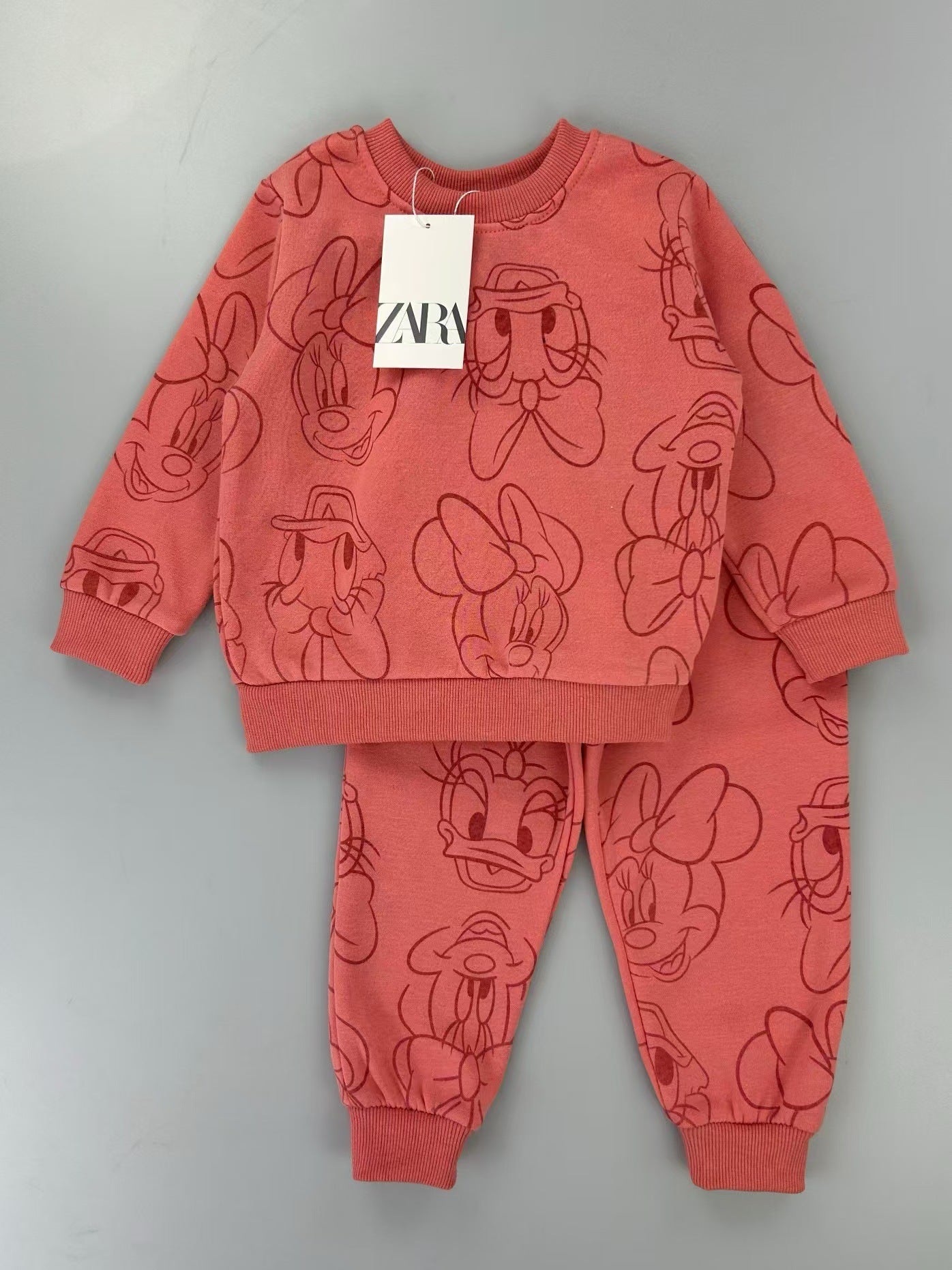 Cartoon children's casual hoodie, children's fleece warm two-piece set, baby sportswear with hooded fleece - Zayd’s Department Store