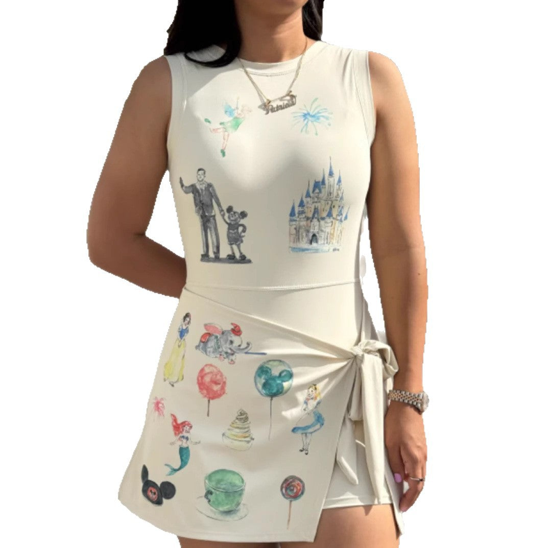 Cute cartoon printed lace-up skirt that wraps the hips - Zayd’s Department Store