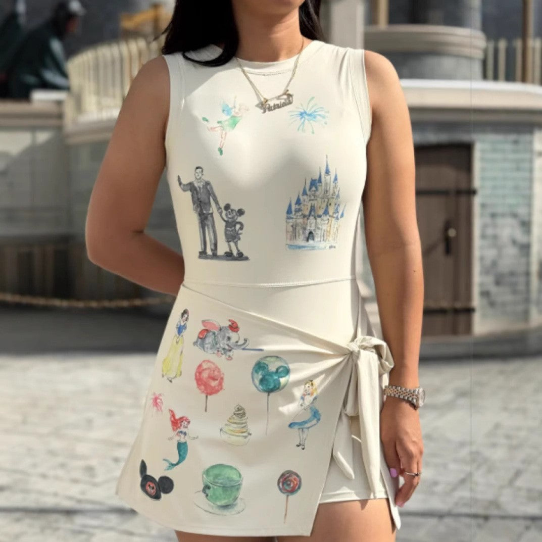Cute cartoon printed lace-up skirt that wraps the hips - Zayd’s Department Store