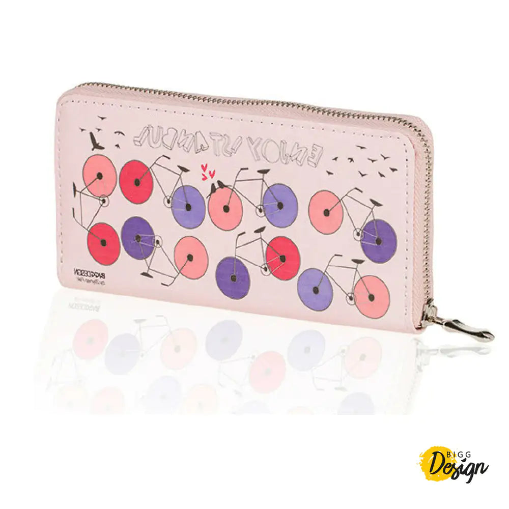 BiggDesign Bicycle Patterned Pink Wallet - Zayd’s Department Store