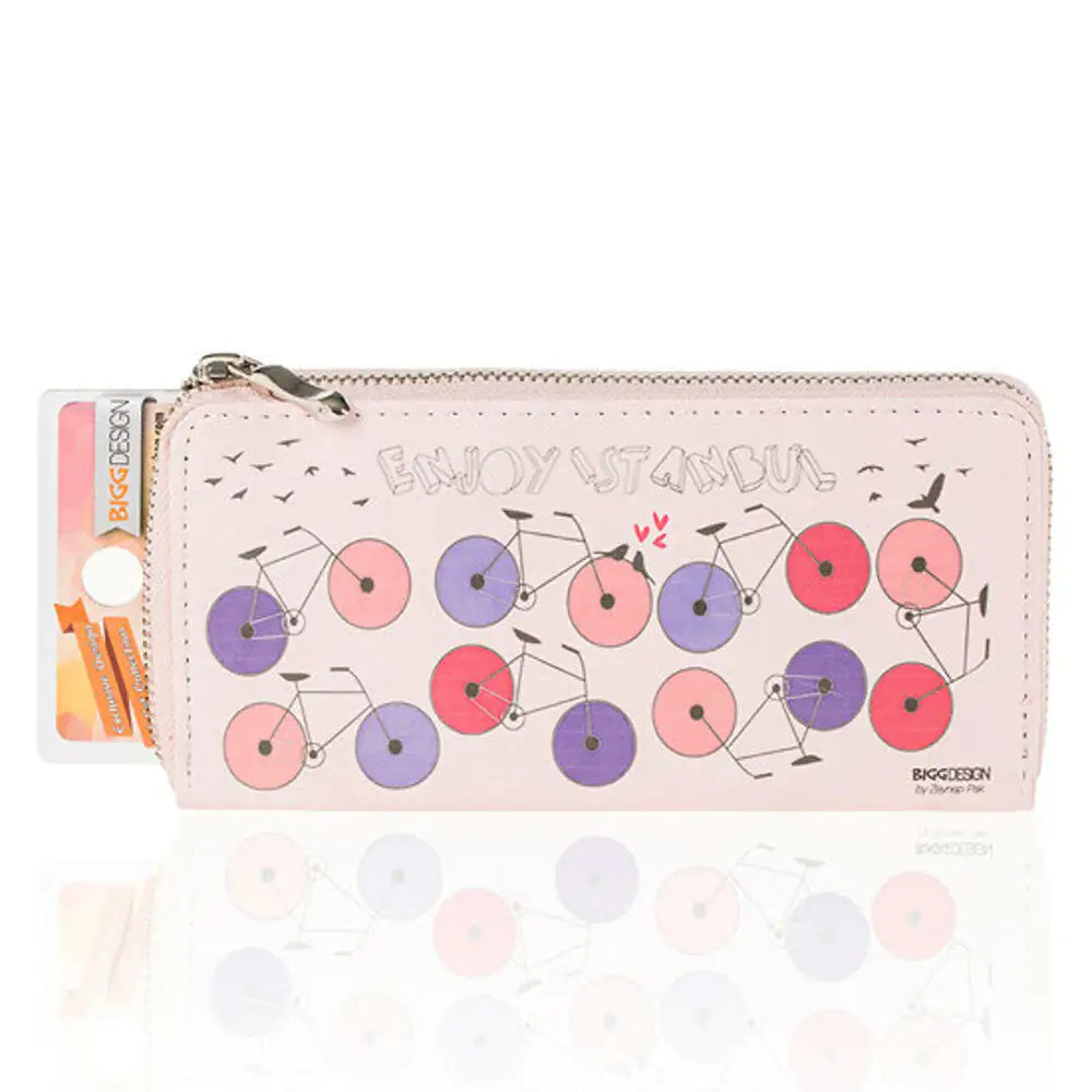 BiggDesign Bicycle Patterned Pink Wallet - Zayd’s Department Store