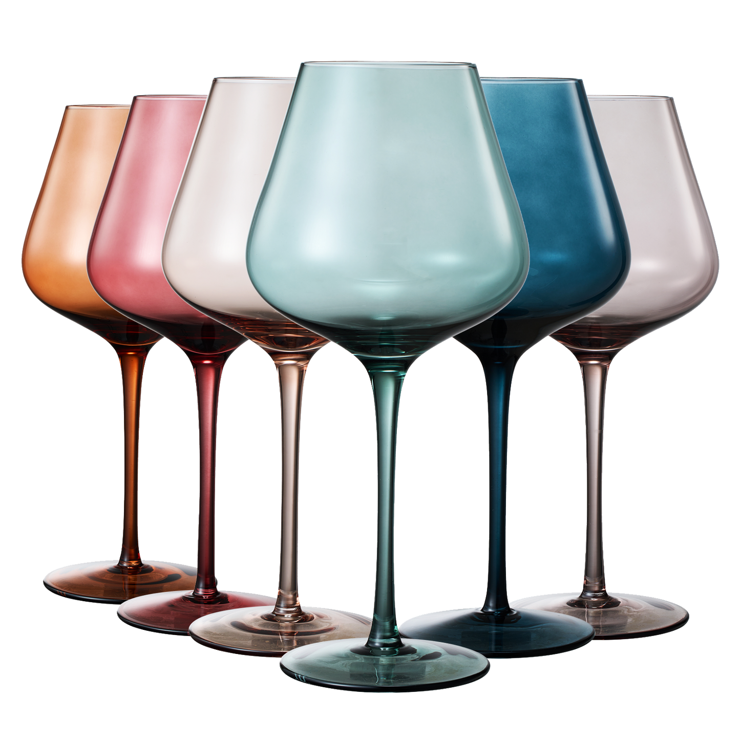 Colored Crystal Wine Glass Set Of 6
