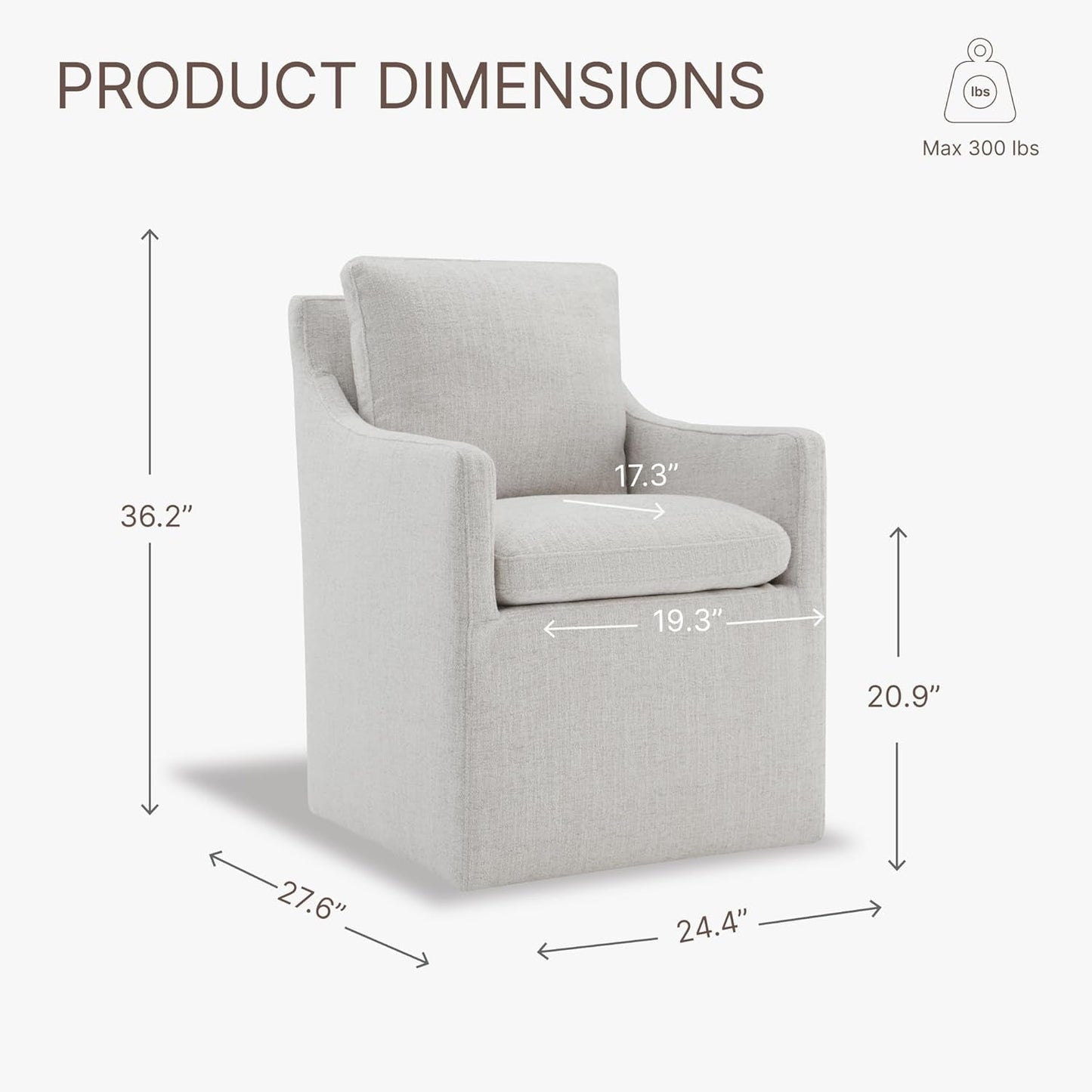Upholstered Dining Chairs with Casters No Assembly Modern Accent Armchair with Rollers for Diningroom Bedroom Livingroom Reading Room,2 Pcs,Linen - Zayd’s Department Store