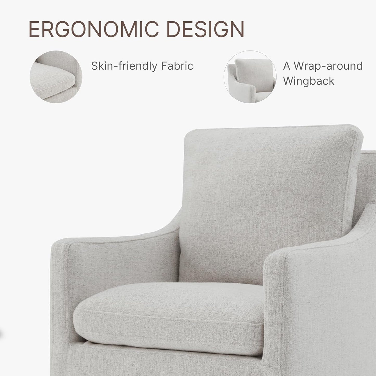 Upholstered Dining Chairs with Casters No Assembly Modern Accent Armchair with Rollers for Diningroom Bedroom Livingroom Reading Room,2 Pcs,Linen - Zayd’s Department Store