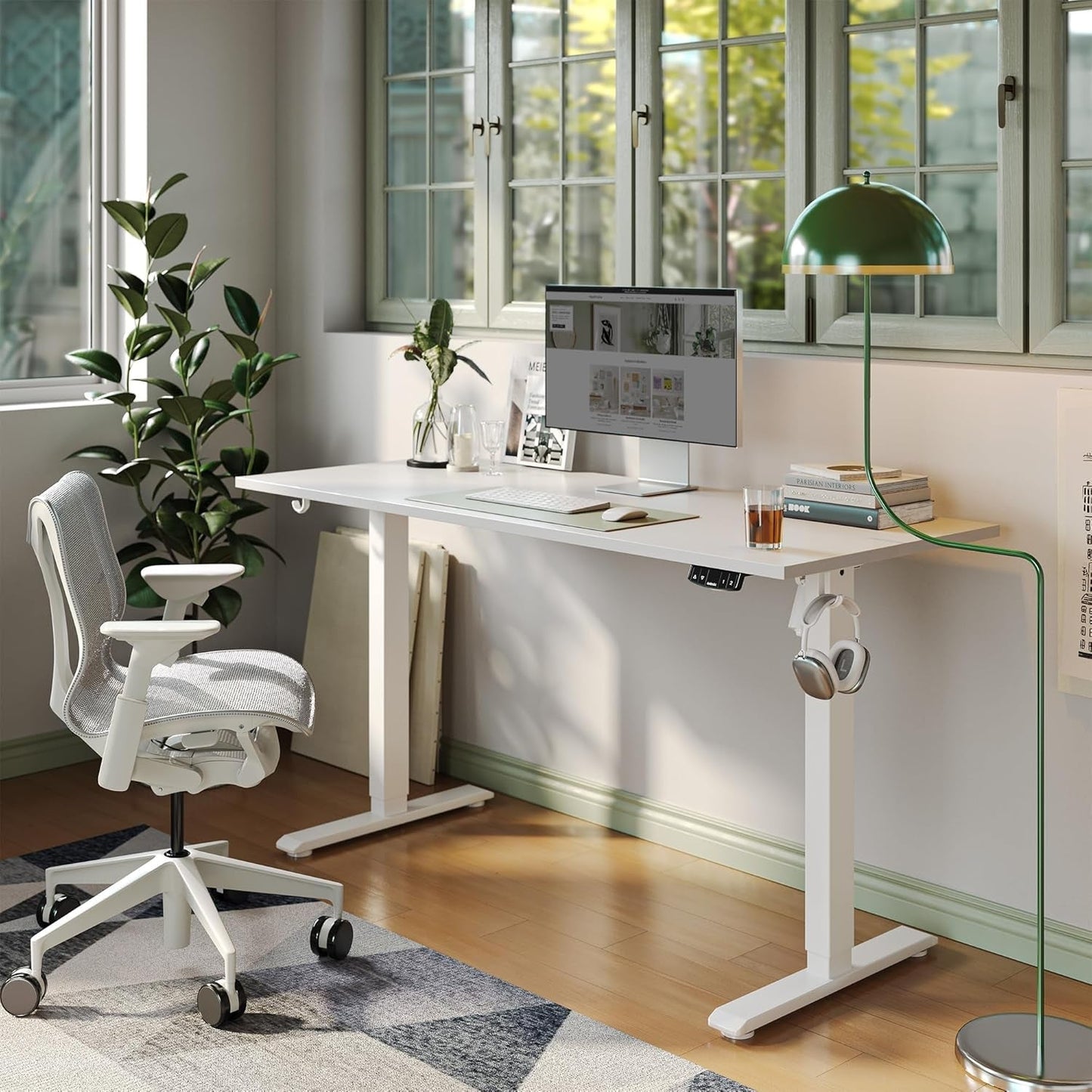 Electric Standing Desk, 48 X 24 Inches Height Adjustable Desk, Sit Stand up Desk for Work Office Home, Ergonomic Rising Computer Table with Memory Preset, White - Zayd’s Department Store