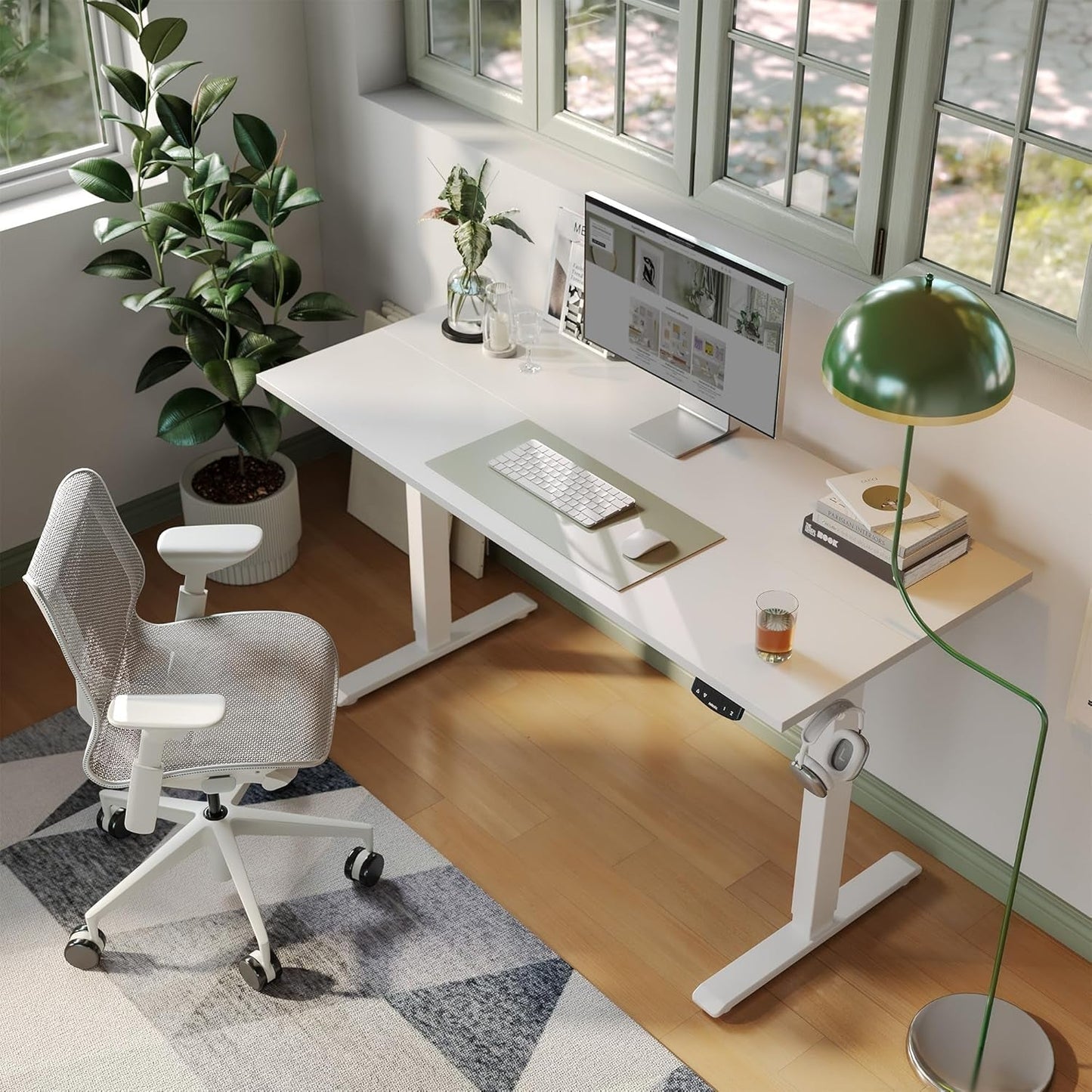 Electric Standing Desk, 48 X 24 Inches Height Adjustable Desk, Sit Stand up Desk for Work Office Home, Ergonomic Rising Computer Table with Memory Preset, White - Zayd’s Department Store