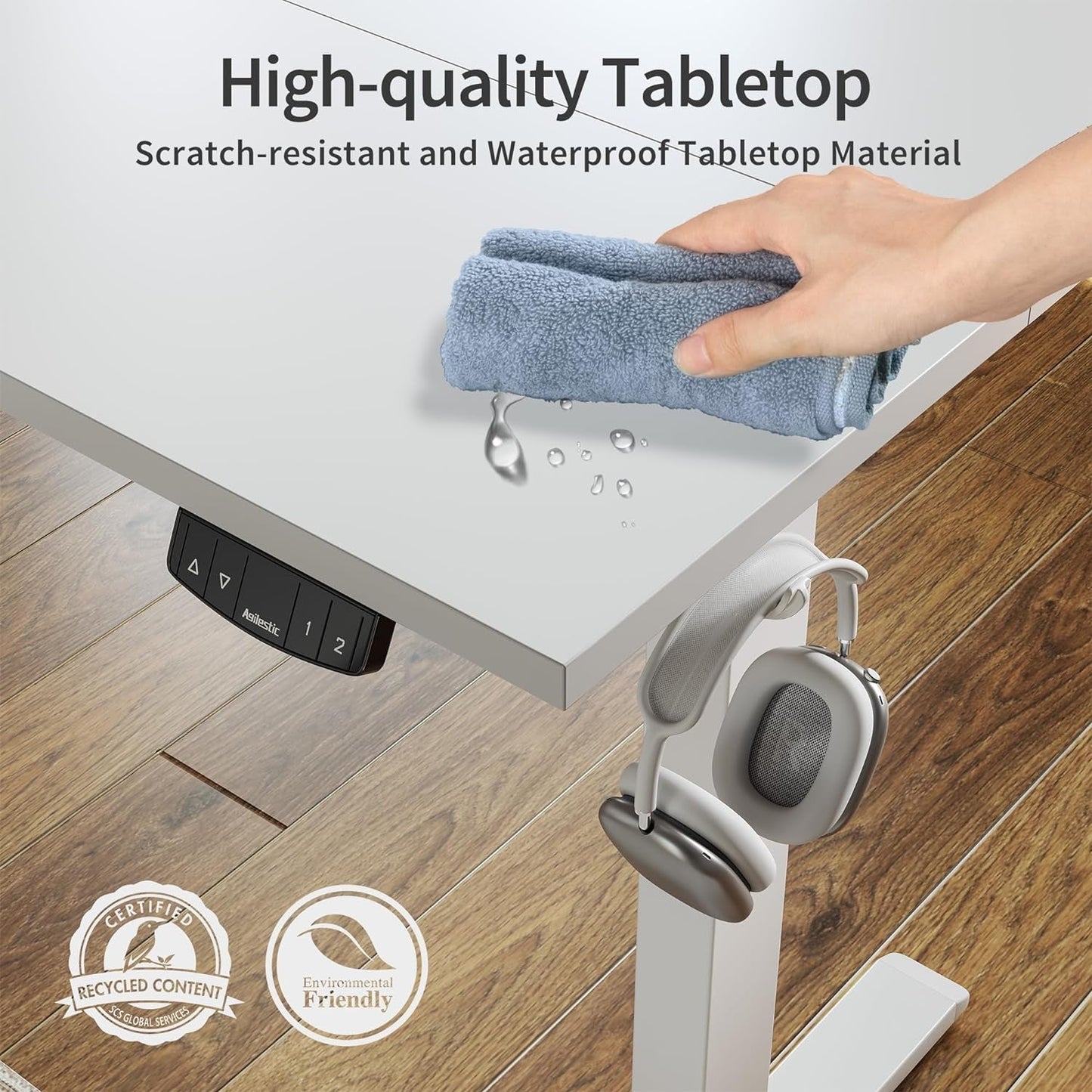 Electric Standing Desk, 48 X 24 Inches Height Adjustable Desk, Sit Stand up Desk for Work Office Home, Ergonomic Rising Computer Table with Memory Preset, White - Zayd’s Department Store