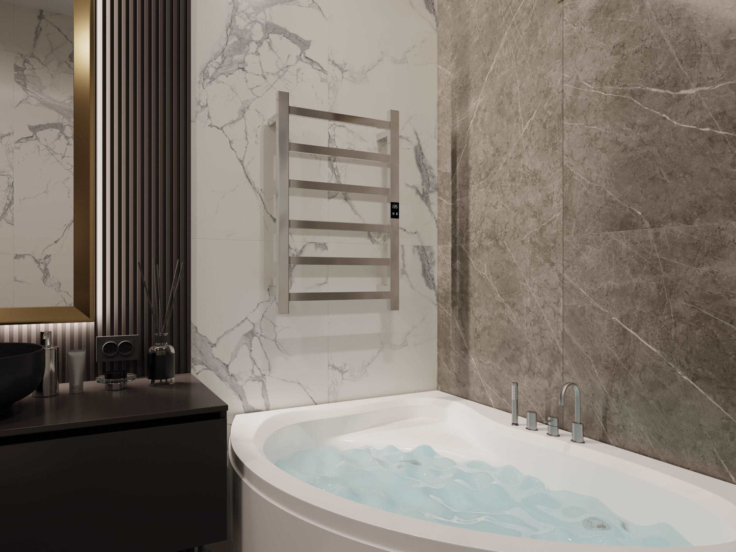 Topdattion Luxury Electric Towel Warmer | Thin 6-Bar Design | Modern Stainless-Steel Finish - Zayd’s Department Store