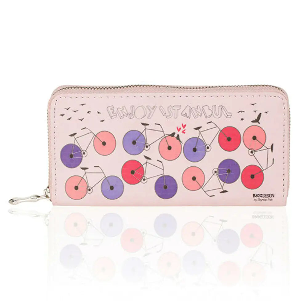 BiggDesign Bicycle Patterned Pink Wallet - Zayd’s Department Store
