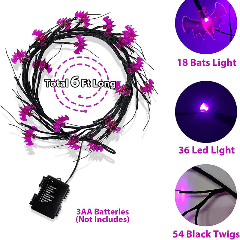 Halloween LED Willow Vine String Light Cool Cartoon Bat Pumpkin Decoration For Indoor Outdoor Party House Decor - Zayd’s Department Store