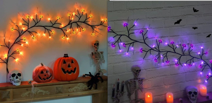 Halloween LED Willow Vine String Light Cool Cartoon Bat Pumpkin Decoration For Indoor Outdoor Party House Decor - Zayd’s Department Store