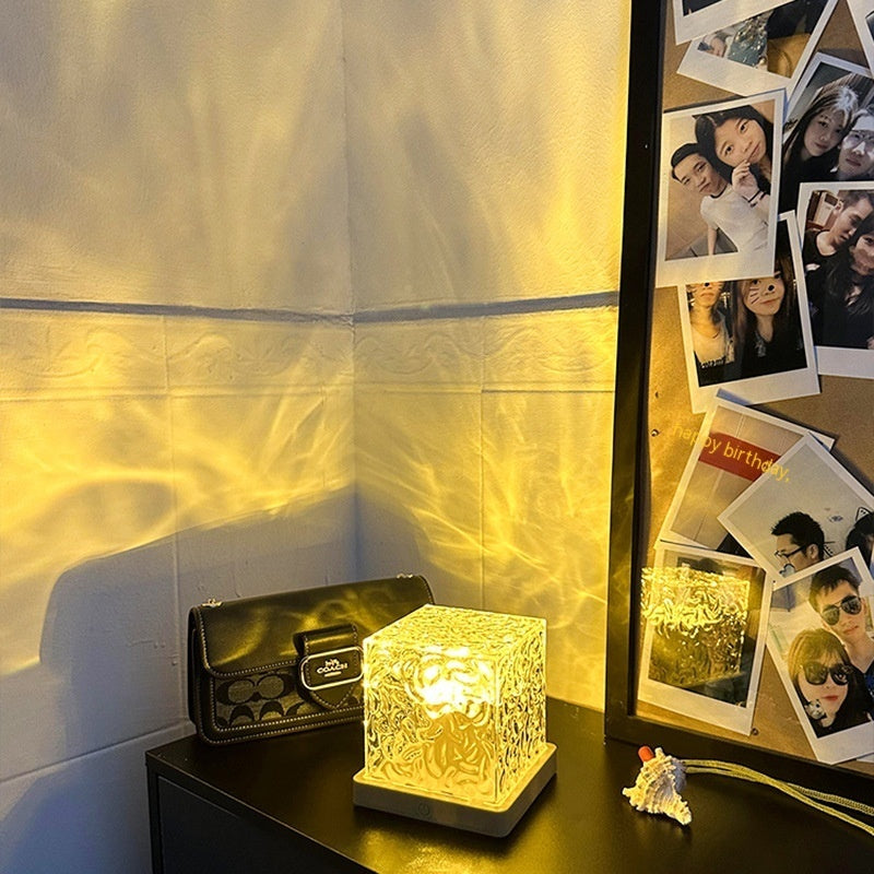 LED Water Ripple Ambient Night Light USB Rotating Projection Crystal Table Lamp RGB Dimmable Home Decoration 16 Color Gifts - Zayd’s Department Store