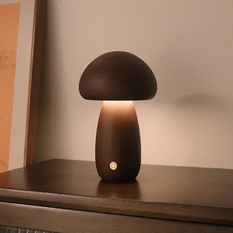 INS Wooden Cute Mushroom LED Night Light With Touch Switch Bedside Table Lamp For Bedroom Childrens Room Sleeping Night Lamps Home Decor - Zayd’s Department Store