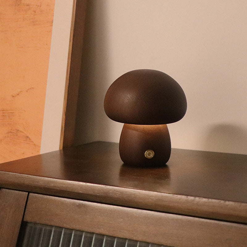 INS Wooden Cute Mushroom LED Night Light With Touch Switch Bedside Table Lamp For Bedroom Childrens Room Sleeping Night Lamps Home Decor - Zayd’s Department Store