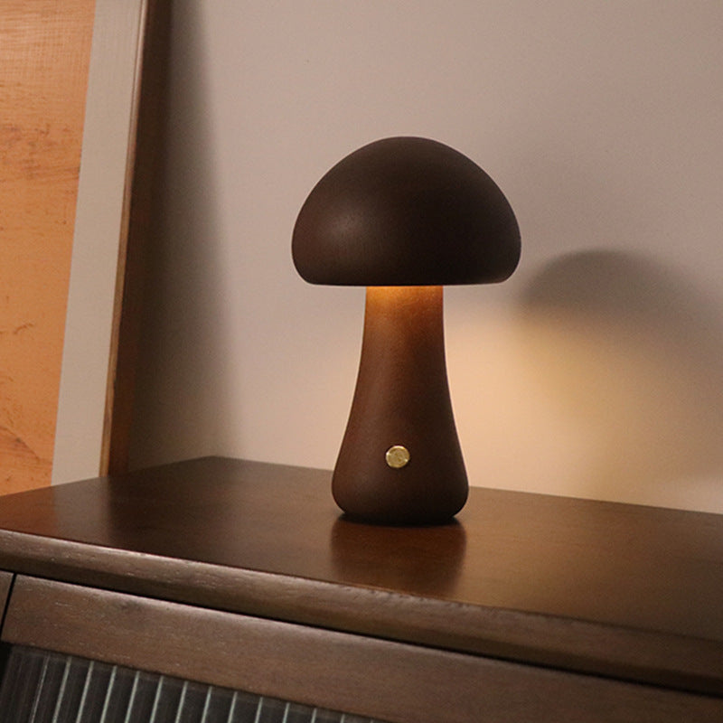 INS Wooden Cute Mushroom LED Night Light With Touch Switch Bedside Table Lamp For Bedroom Childrens Room Sleeping Night Lamps Home Decor - Zayd’s Department Store