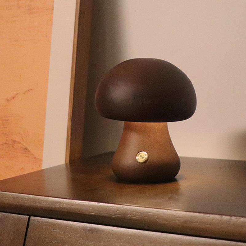 INS Wooden Cute Mushroom LED Night Light With Touch Switch Bedside Table Lamp For Bedroom Childrens Room Sleeping Night Lamps Home Decor - Zayd’s Department Store