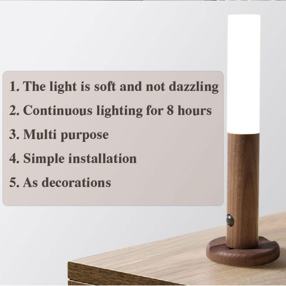 Auto LED USB Magnetic Wood Wireless Night Light Corridors Porch Lights PIR Motion Sensor Wall Light Cabinet Lamp - Zayd’s Department Store