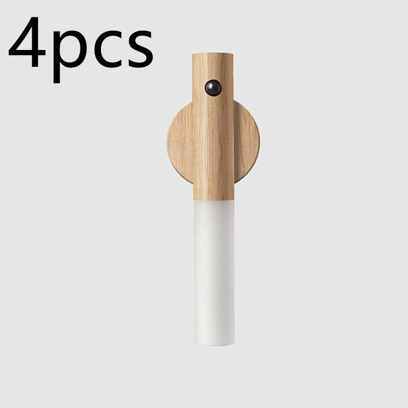 Auto LED USB Magnetic Wood Wireless Night Light Corridors Porch Lights PIR Motion Sensor Wall Light Cabinet Lamp - Zayd’s Department Store