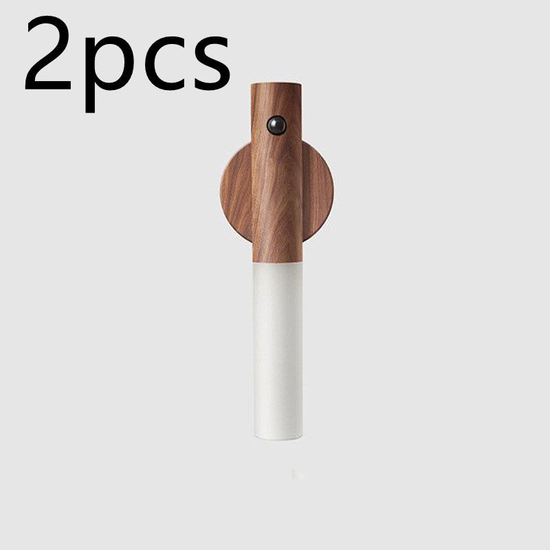 Auto LED USB Magnetic Wood Wireless Night Light Corridors Porch Lights PIR Motion Sensor Wall Light Cabinet Lamp - Zayd’s Department Store