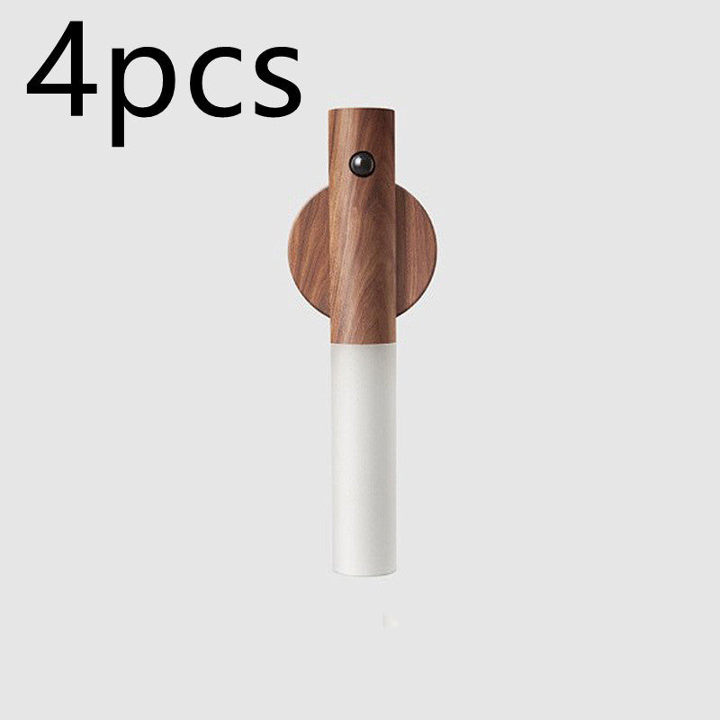 Auto LED USB Magnetic Wood Wireless Night Light Corridors Porch Lights PIR Motion Sensor Wall Light Cabinet Lamp - Zayd’s Department Store