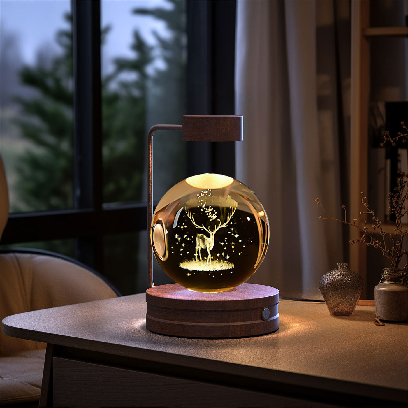 Crystal Ball Cosmic Dinosaur Indoor Night Light USB Power Warm Bedside Light Birthday Gift Night Lamp - Zayd’s Department Store