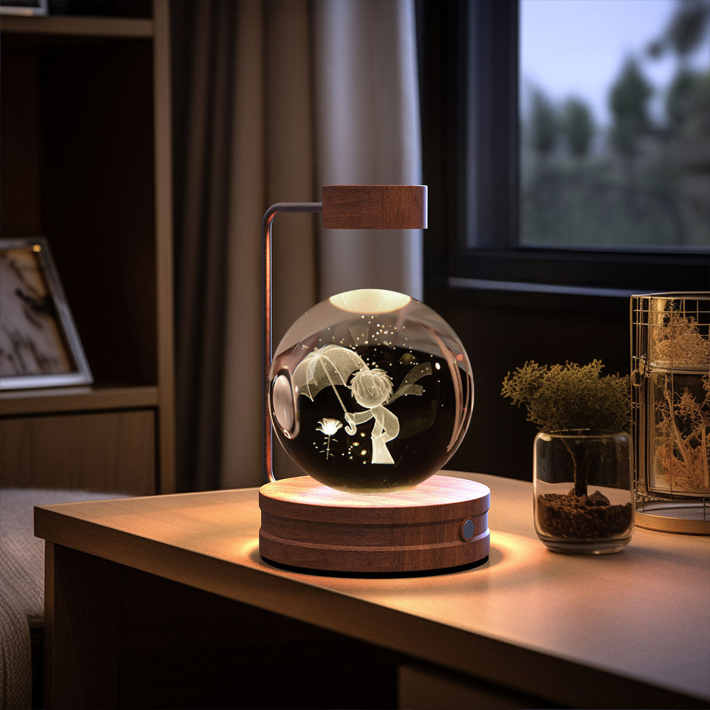 Crystal Ball Cosmic Dinosaur Indoor Night Light USB Power Warm Bedside Light Birthday Gift Night Lamp - Zayd’s Department Store